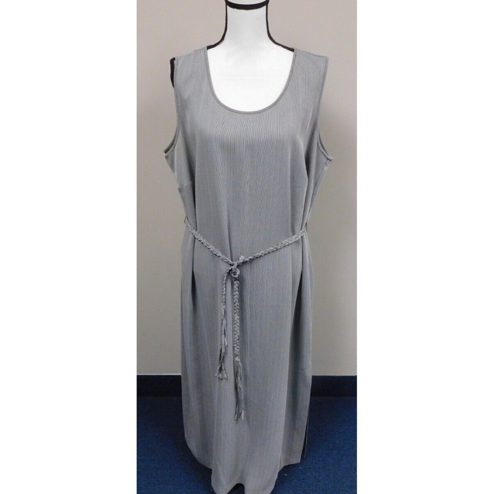 Norton McNaughton Woman Black & White Striped Maxi‎ Dress with belt  2X